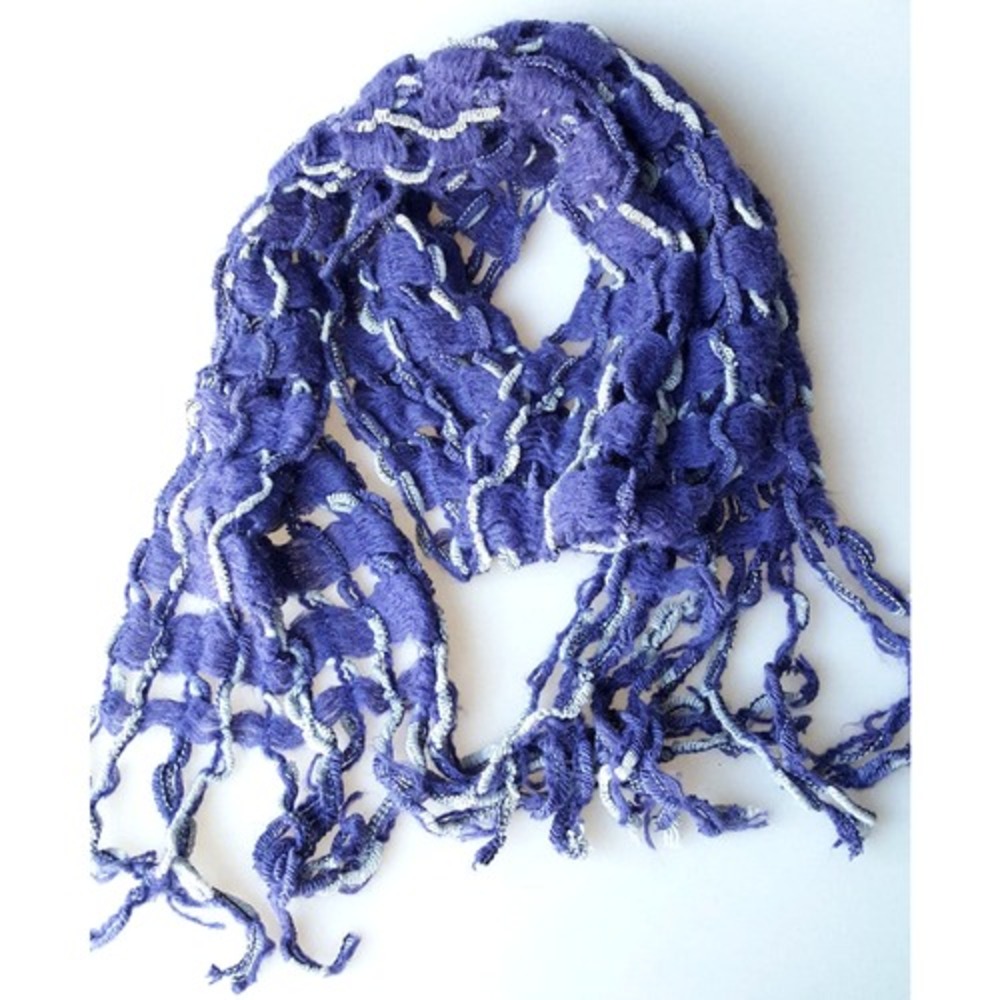 Alessandra Bacci Firenze purple gray open-weave knit scarf 9X70 made in Italy‎